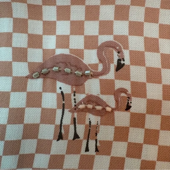 SKEMO Flamingo Pink Print Beaded Unique Pull On Pants! Never worn! Pockets! Med - Picture 2 of 16